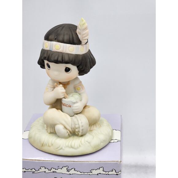 Precious Moments Figurine Lord Keep Me In Teepee Top Shape 1991 Vintage Box Tag - Picture 10 of 11